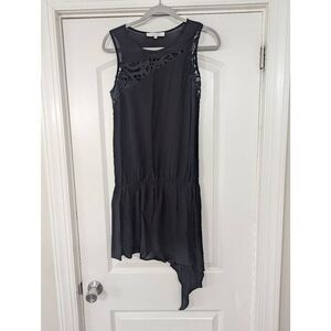 Alexis Asymmetrical Dress women's medium black drop waist mini‎ crochet LBD